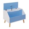 Armario Caja Mdf Madera De Caucho Patas Con Tapas Baúl Infantil Con Estante Azul Casper - Azul