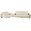 Conjunto De Sala De Estar 3 Plazas Sofá Sillón Tapizado Tela Aspecto Cuero Respaldo Ajustable Patas De Metal Beige Askim - Beige