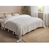 Colcha Decorativa Ropa De Cama Algodón Con Borlas Blanco Crema 220 X 240 Cm Modar - Blanco