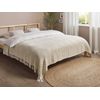 Colcha De Algodón Con Flecos Sala De Estar Dormitorio Textil Beige Claro 200 X 220 Cm Toutli - Beige