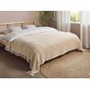 Colcha De Algodón Con Flecos Sala De Estar Dormitorio Textil Beige 200 X 220 Cm Toutli - Beige