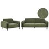 Conjunto De Salón De Estilo Moderno Con Sofá De 3 Plazas Y Sillón Tapizados En Pana De Color Verde Con Patas De Metal Y Respaldo Ajustable Askim - Verde