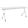 Escritorio Rectangular Moderno Plegable Con Ruedas Mesa Móvil Portátil Estructura Metálica 180 X 60 Cm Blanco Bendi - Blanco