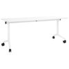 Escritorio Rectangular Moderno Plegable Con Ruedas Mesa Móvil Portátil Estructura Metálica 180 X 60 Cm Blanco Cavi - Blanco