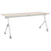 Escritorio Rectangular Moderno Plegable Con Ruedas Mesa Móvil Portátil Estructura Metálica 180 X 60 Cm Madera Clara Y Blanco Bendi - Madera Clara