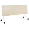 Escritorio Rectangular Moderno Plegable Con Ruedas Mesa Móvil Portátil Estructura Metálica 180 X 60 Cm Madera Clara Y Blanco Cavi - Madera Clara