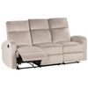 Sofá 3 Plazas Reclinable Manual De Terciopelo Beige Función Relax Verdal - Beige