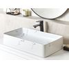 Lavabo Sobre Encimera Baño Cerámica Blanco Efecto Mármol 61 X 35 Cm Hopi - Blanco