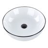 Lavabo Sobre Encimera Baño Clásico Cerámica Brillante Blanco Con Borde Negro Redondo 42 X 42 Cm Xert - Blanco