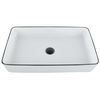 Lavabo Sobre Encimera Baño Clásico Cerámica Brillante Blanco Con Borde Negro Rectangular 61 X 35 Cm Xert - Blanco