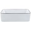 Lavabo Sobre Encimera Baño Clásico Cerámica Brillante Blanco Con Borde Negro Rectangular 49 X 38 Cm Xert - Blanco