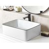 Lavabo Sobre Encimera Baño Clásico Cerámica Brillante Blanco Con Borde Negro Rectangular 49 X 38 Cm Xert - Blanco