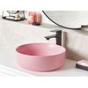 Lavabo Sobre Encimera De Cerámica Baño Redondo ⌀ 37 Cm Rosa Brillante Gudar - Rosa