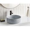 Lavabo Sobre Encimera De Cerámica Baño Redondo ⌀ 37 Cm Gris Mate Efecto Granito Gudar - Gris