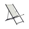 Tumbona De Jardín Moderna Estructura De Metal Silla Plegable Asiento De Hamaca Crema Y Negro Locri Ii - Beige