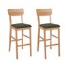 Conjunto De 2 Sillas De Bar Asiento Tapizado Madera Clara Verde Ambler - Madera Clara