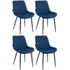 Clp Pack De 4 Sillas De Comedor Victoria En Terciopelo Azul 60x51x80 Cm