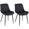 Clp Set De 2 Sillas De Comedor Victoria En Terciopelo Negro 60x51x80 Cm