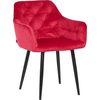 Clp Juego De 2 Sillas De Comedor Stanley En Terciopelo Rojo 62x59x Cm