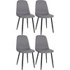 Clp Juego De 4 Sillas De Comedor Napier Tela Gris 51x44x88 Cm