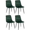 Clp Pack De 4 Sillas De Salón Antibes Terciopelo Verde 55x45x84 Cm