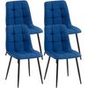 Clp Set De 4 Sillas De Comedor Tapizadas En Tela Azul 55x45x84 Cm