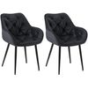 Clp Set De 2 Sillas De Comedor Tanna En Terciopelo Negro 62x58x83 Cm