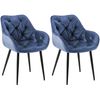 Clp Set De 2 Sillas De Comedor Tanna En Terciopelo Azul 62x58x83 Cm