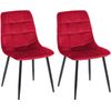 Clp Set De Dos Sillas De Comedor Tilde En Tela O Terciopelo Rojo 54x45x83 Cm