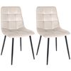 Clp Set De Dos Sillas De Comedor Tilde En Tela O Terciopelo Crema 54x45x83 Cm