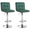 Clp Set De 2 Taburetes De Bar Peru En Terciopelo Verde 47x46x94 Cm