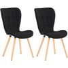 Clp Set De 2 Sillas De Comedor Elda Terciopelo Negro 63x50x88 Cm