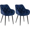 Clp Set De 2 Sillas De Comedor Tanna En Terciopelo Azul Oscuro 62x58x83 Cm