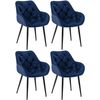 Clp Set De 4 Sillas Tanna De Salón En Terciopelo Azul Oscuro 62x58x83 Cm