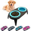 Comedero Elevado Para Perros El Ático Pets Azul, Soporte Con 2 Bowls Extraíbles Y Desplegables De 550 Ml