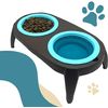 Comedero Elevado Para Perros El Ático Pets Azul, Soporte Con 2 Bowls Extraíbles Y Desplegables De 550 Ml