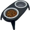 Comedero Elevado Para Perros El Ático Pets Gris, Soporte Con 2 Bowls Extraíbles Y Desplegables De 550 Ml