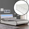 [corium®] Cama De Cuero Sintético Moderna - [neu.haus]® Colchón De Espuma Fría - Con Sistema De Iluminación Led - (140cm X 200cm) - (blanco)