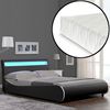 [corium®] Cama De Cuero Sintético Moderna - [neu.haus]® Colchón De Espuma Fría - Con Sistema De Iluminación Led - (180cm X 200cm) - (negro)