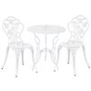 [casa.pro]® Set Bistro Aluminio Fundido Mesa + 2 Sillas Blanco Look Antiguo Muebles Para Jardín, Terraza, Balcón