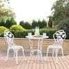 [casa.pro]® Set Bistro Aluminio Fundido Mesa + 2 Sillas Blanco Look Antiguo Muebles Para Jardín, Terraza, Balcón