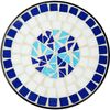 Mesa Auxiliar De Balcón Para Macetas Mosaico 30x30x61,5cm - Blanco/azul