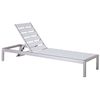 Tumbona De Jardín De Metal Blanco Crema Plateado Madera Plástica Respaldo Reclinable Nardo - Blanco