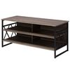 Mueble Para Tv De Madera Oscura Con Metal Negro 4 Estantes Unidad De Almacenamiento Sala De Estar Industrial Moderno Carlisle - Madera Oscura