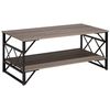 Mesa De Centro Con Tablero De Madera Gris Pardo Marco De Metal Negro Estante 120 X 60 Cm Tablero De Partículas Industrial Bolton - Madera Oscura