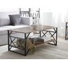 Mesa De Centro Con Tablero De Madera Gris Pardo Marco De Metal Negro Estante 120 X 60 Cm Tablero De Partículas Industrial Bolton - Madera Oscura