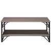 Mesa De Centro Con Tablero De Madera Gris Pardo Marco De Metal Negro Estante 120 X 60 Cm Tablero De Partículas Industrial Bolton - Madera Oscura