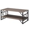 Mesa De Centro Con Tablero De Madera Gris Pardo Marco De Metal Negro Estante 120 X 60 Cm Tablero De Partículas Industrial Bolton - Madera Oscura