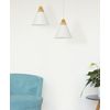 Lámpara Colgante De Techo De Aluminio Blanco Y Madera En Forma De Cono Diseño Minimalista Escandinavo Albano - Blanco