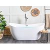 Bañera Independiente De Acrílico Blanco Plateado Con Rebosadero 170 Cm Moderno Antigua - Blanco